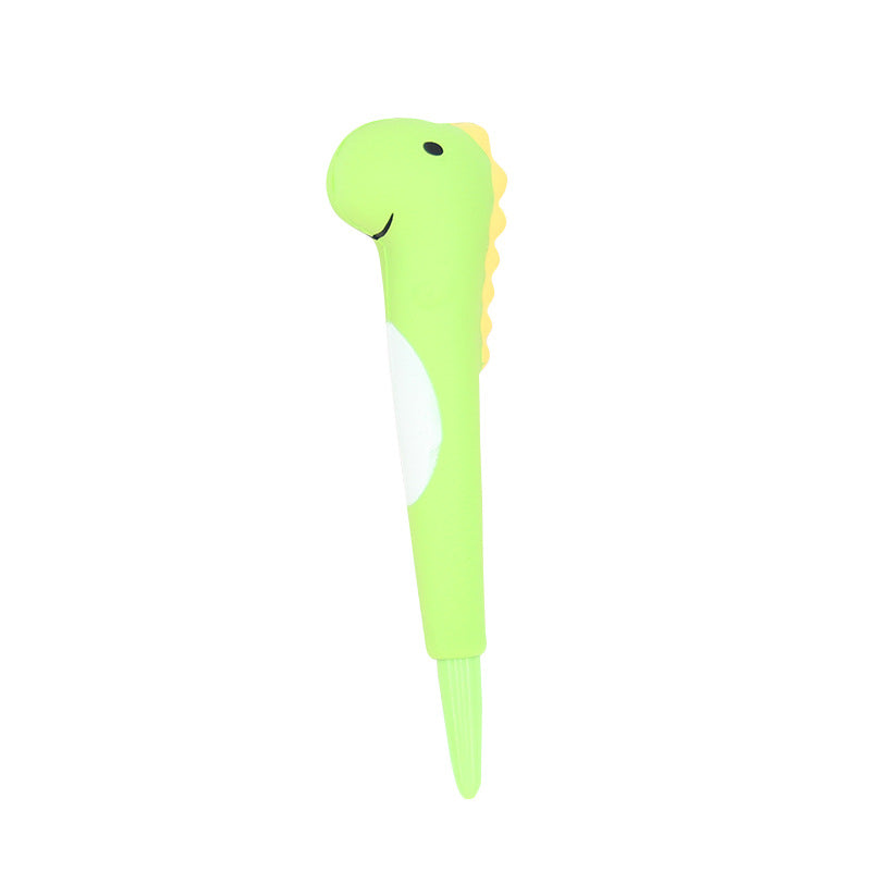 A Maramalive™ green pen with a cartoon dinosaur head.