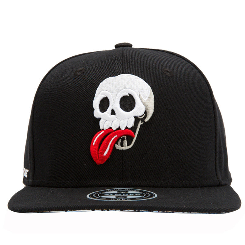 Hip Hop Flat-edge Fashion Skull Embroidery Baseball Cap