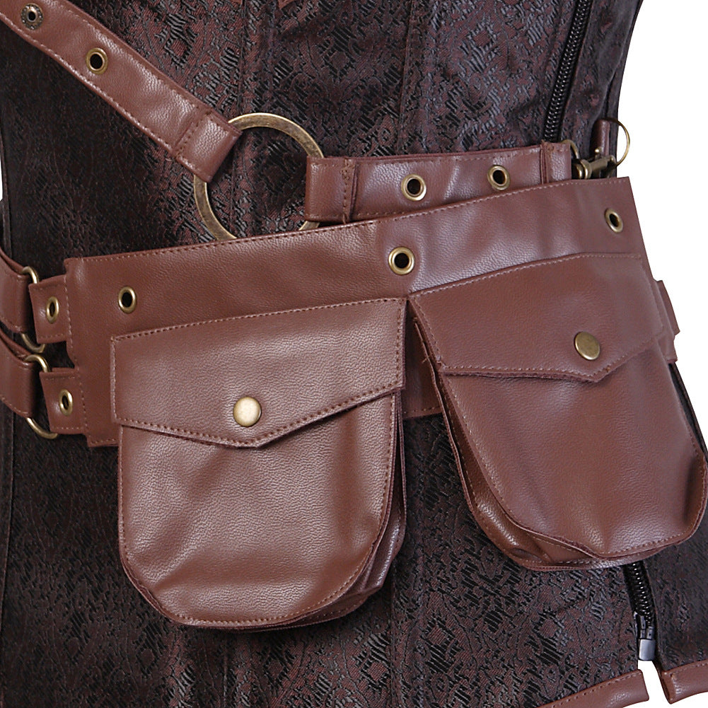 A women's Retro Gothic Punk Corset with a belt and buckle, from Maramalive™.