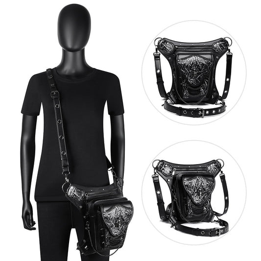 A Maramalive™ mannequin with a New Steampunk Skull Chain Locomotive Bag.