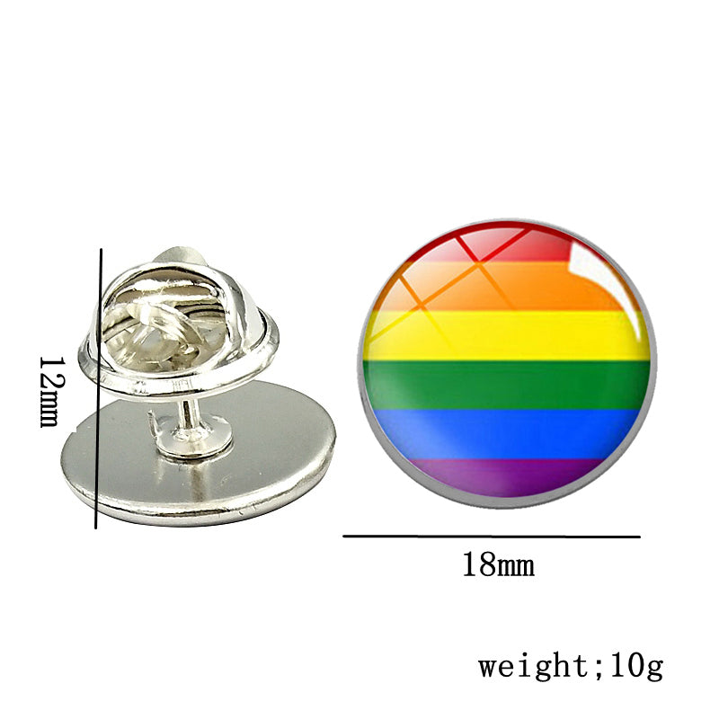 LGBT Pride Rainbow Glass Brooches Pins Round Badge Lapel Pin Jewelry