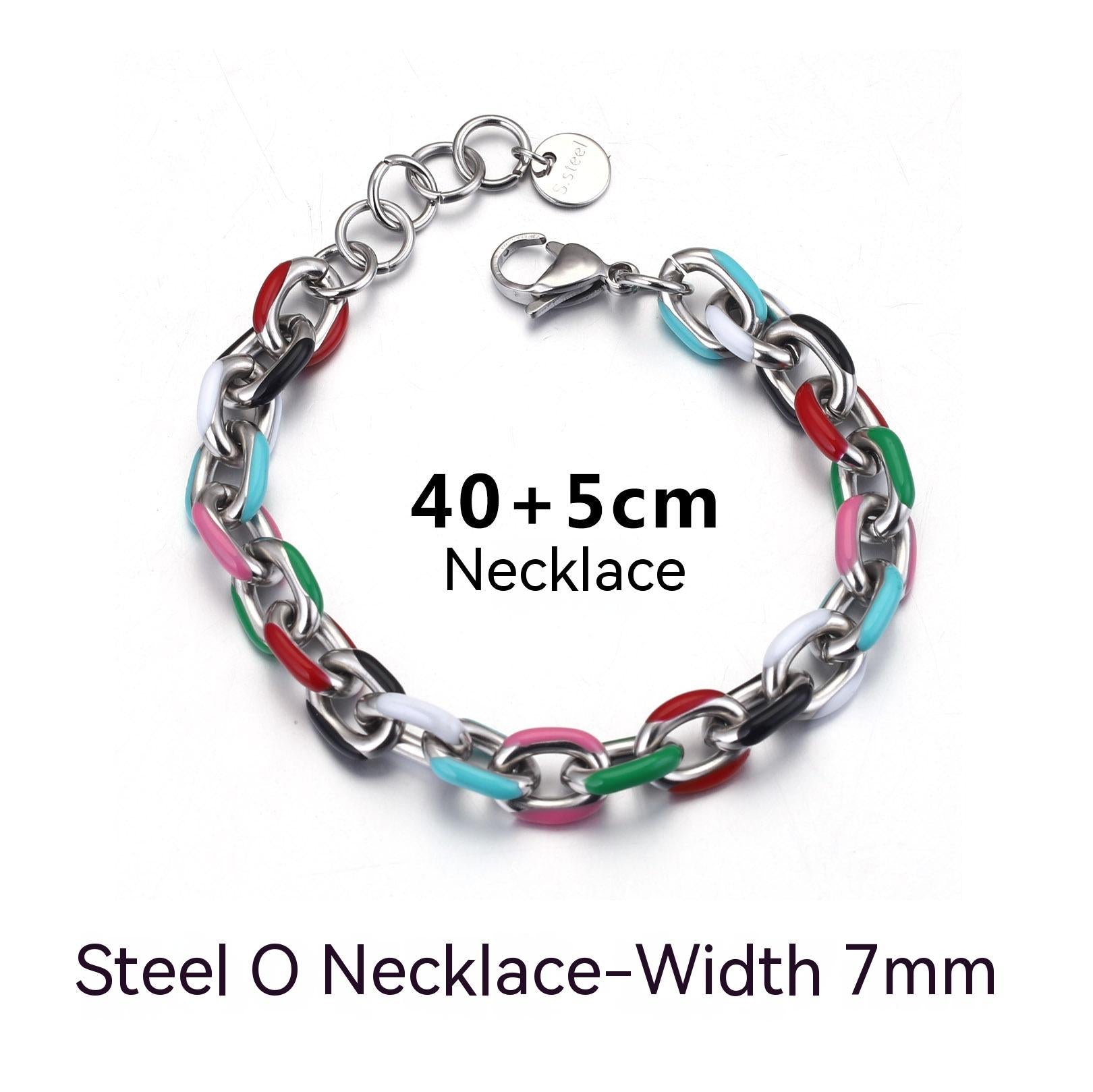 A set of Maramalive™ Necklace Creative Epoxy Titanium Steel Cuban Link Chain bracelets on a black background.