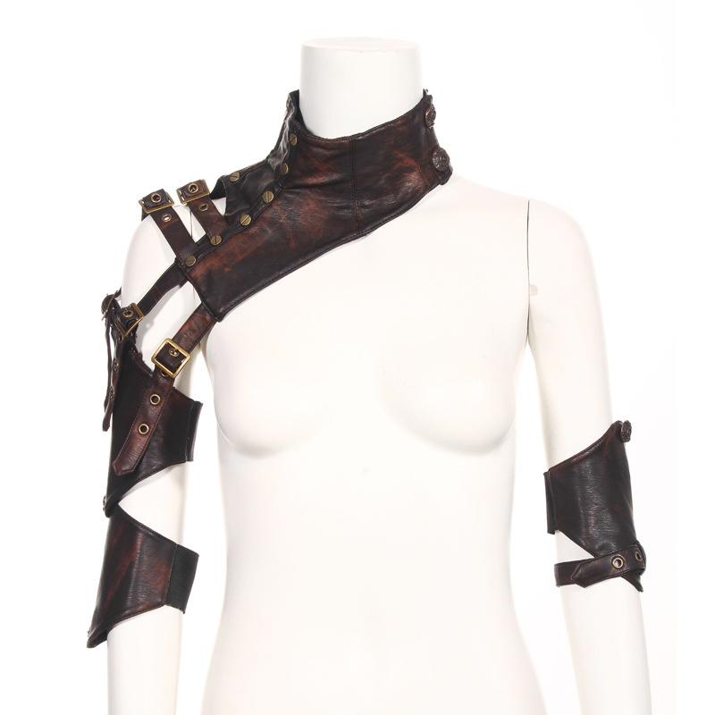 A Maramalive™ mannequin with a Medieval Inspired Steampunk Arm Armor shoulder sleeve.
