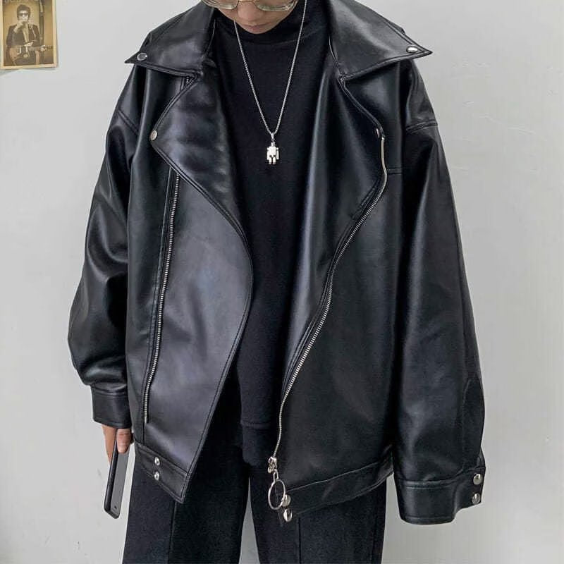 A man wearing a Maramalive™ Vegan-Friendly Leather For Lovers of Fleece Loose Pilot Parker Biker Jacket