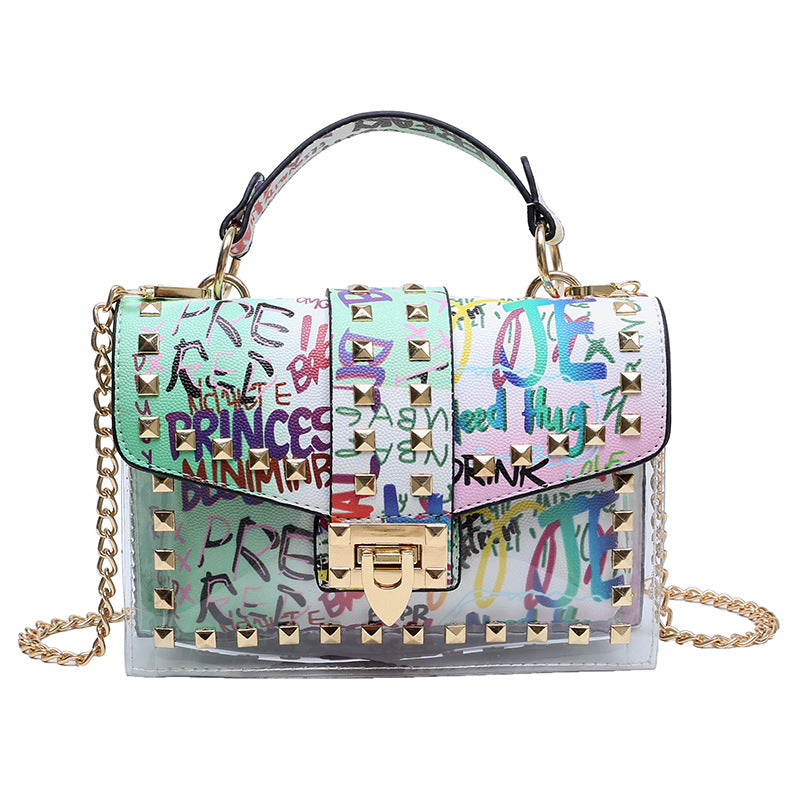 Studded Graffiti All-match Picture And Mother Shoulder Messenger Bag