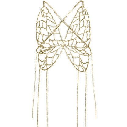 A Maramalive™ mannequin wearing a Tassel Body Niche Design Butterfly Chest Chain.