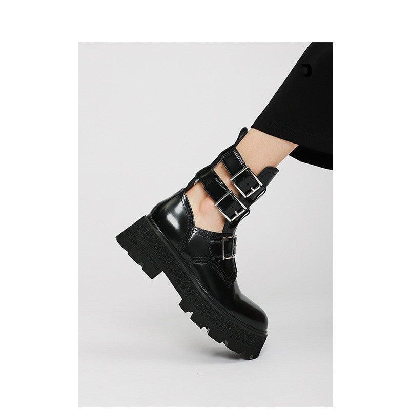 New Leather And Black Maramalive™ Platform Hollow Boots