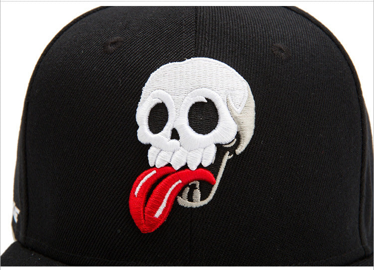 Hip Hop Flat-edge Fashion Skull Embroidery Baseball Cap