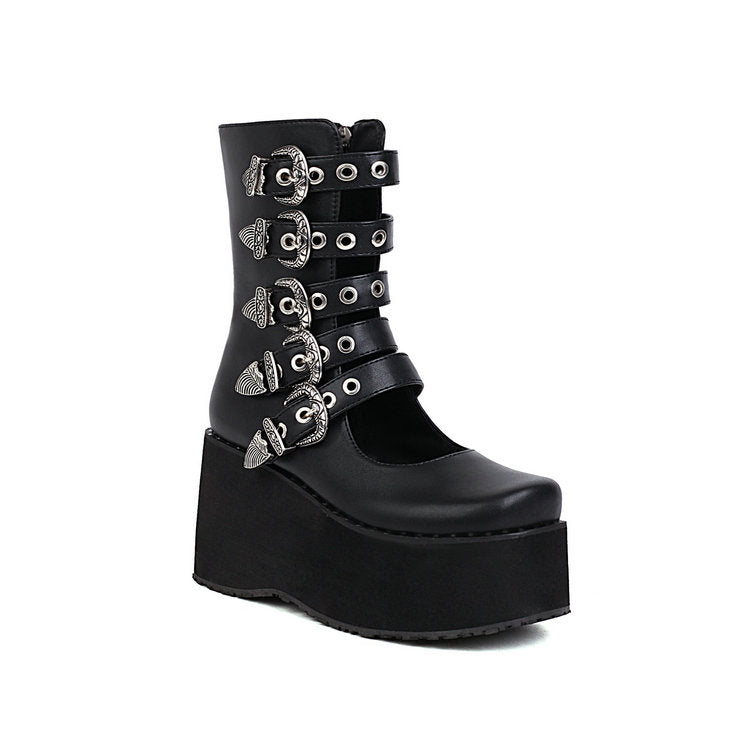 Punk Rivet Thick Bottom Platform Female Ankle Boots