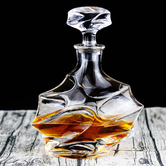 Hellodream Luxury Bending Style Crystal Glass Lead-free Whiskey Decanter