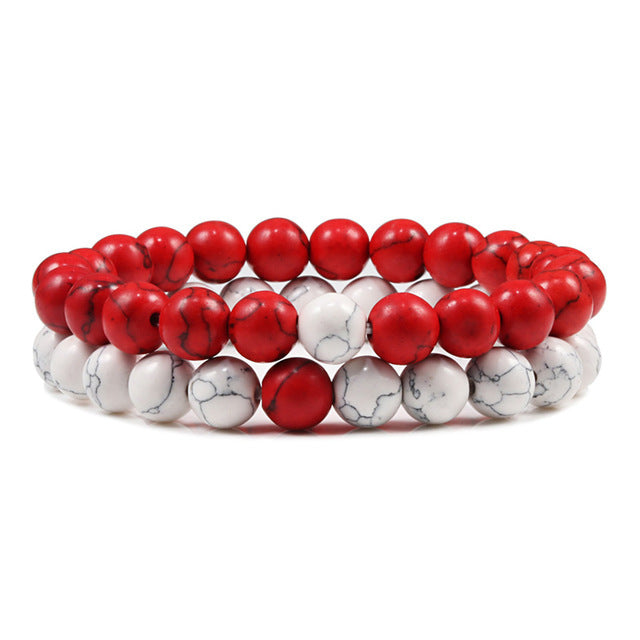 A pair of Incredible Natural Crystal Beads Bracelet Great Gift for Yoga Fans by Maramalive™ with a card.
