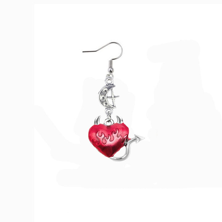 Maramalive™ Forbidden Love: Alluring Heart Earrings with devil horns.