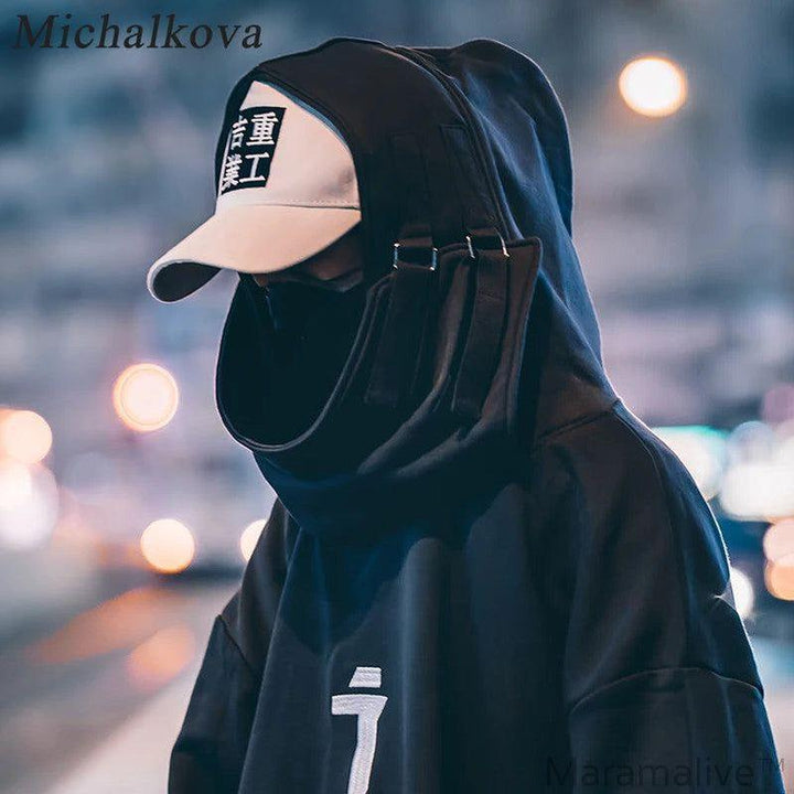 michalkova High neck Fish mouth Pullover japanese Sweatshirts Men/Women Hoodies oversize Streetwear Hip Hop Harajuku Male Tops