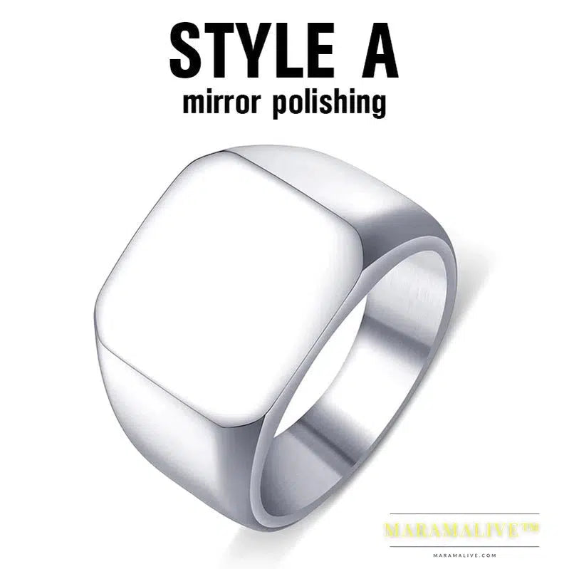 new store 316L Stainless Steel Biker Ring for men High Polished Signet Solid fashion Jewelry