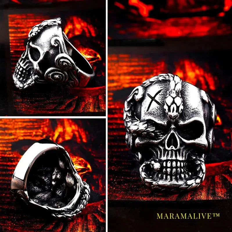 new store 316L Stainless Steel Devil Skull Men's Rings Death Snake Punk Rock Fashion high quality Gifts