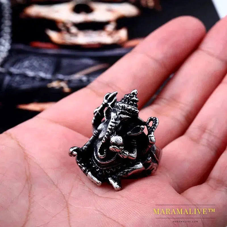 new store 316L Stainless Steel ring Men Thailand Buddha elephant Thai Pikanet GANESHA GANESH men jewelry