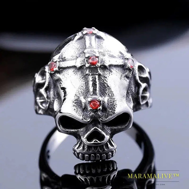 new to store Stainless Steel cross ring top quality Hot sale men Punk Skull Ring Skeleton Style fashion jewelry