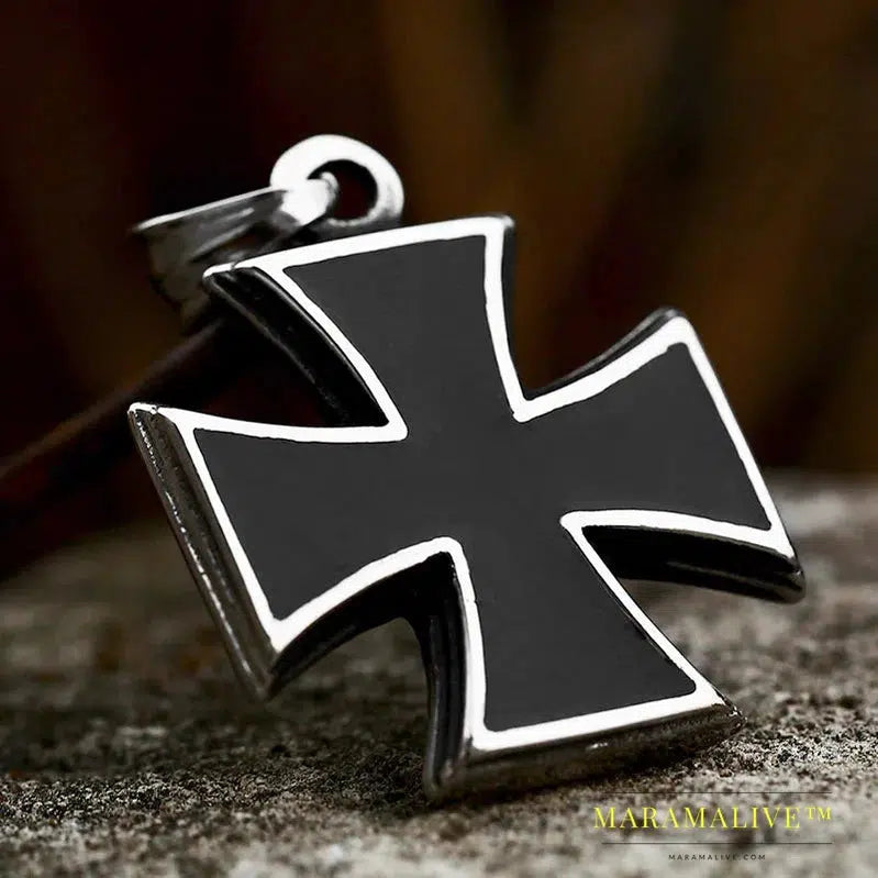 old style retro nostalgic Iron Cross Pendant Necklace Punk Unqiue Chain for man gift