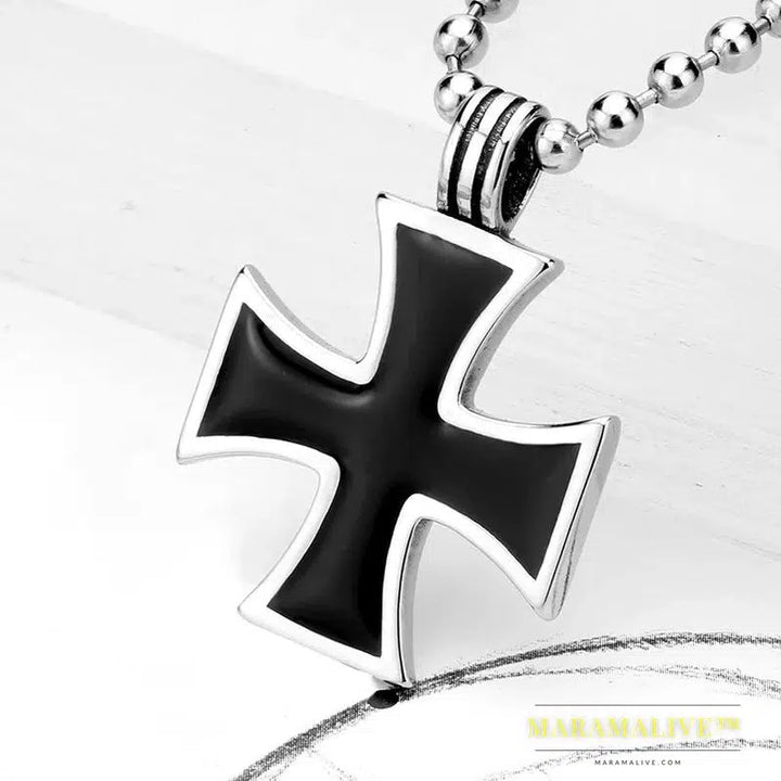 old style retro nostalgic Iron Cross Pendant Necklace Punk Unqiue Chain for man gift