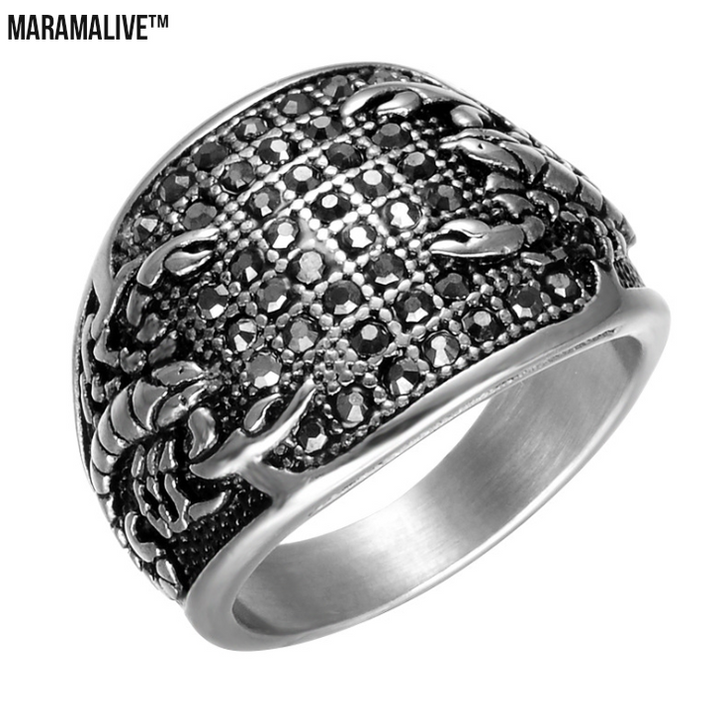 personality stainless steel diamond men's ring hip hop ring