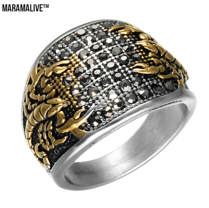 personality stainless steel diamond men's ring hip hop ring