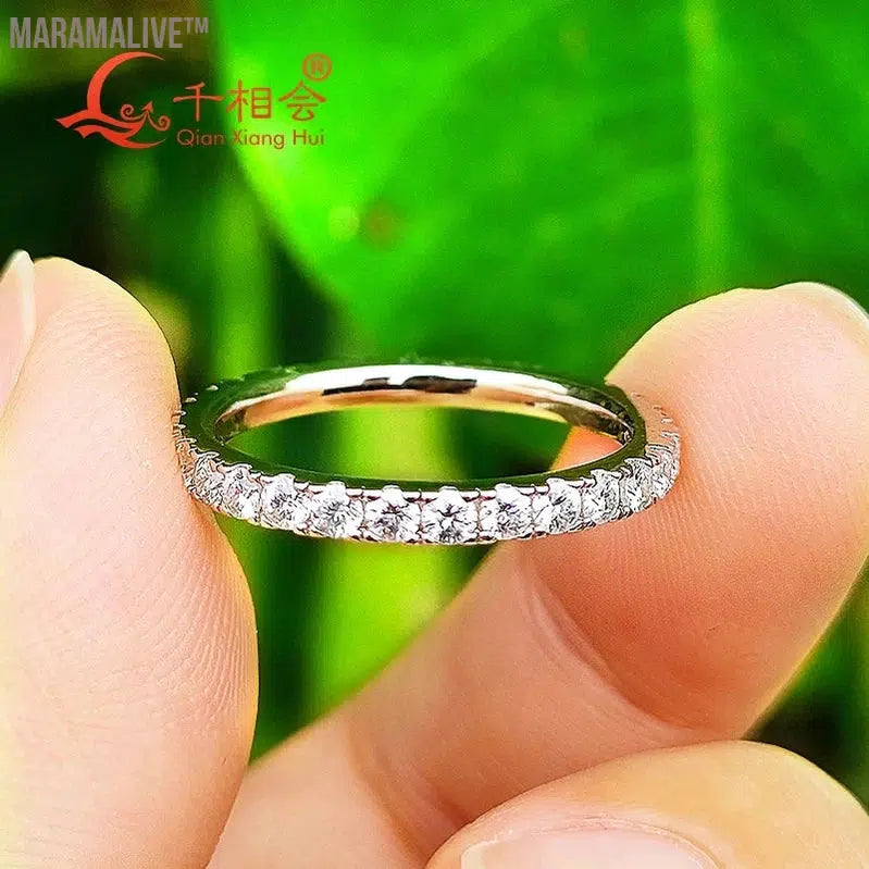 solid 2mm Moissanite Full Eternity Ring Band 925 Sterling Silver white Round Moissanite Diamond Jewelry gift dating party women