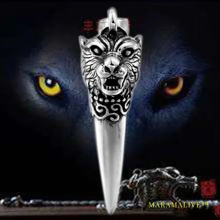 stainless steel Scandinavian amulet Norse Viking dragon men Pendant Necklace Classic animal wolf teeth Fashion jewelry