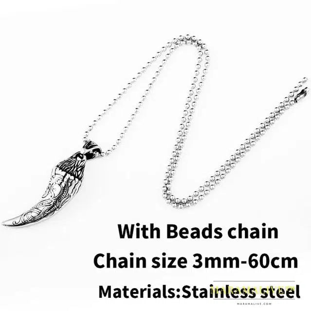 stainless steel Scandinavian amulet Norse Viking dragon men Pendant Necklace Classic animal wolf teeth Fashion jewelry