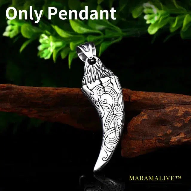 stainless steel Scandinavian amulet Norse Viking dragon men Pendant Necklace Classic animal wolf teeth Fashion jewelry