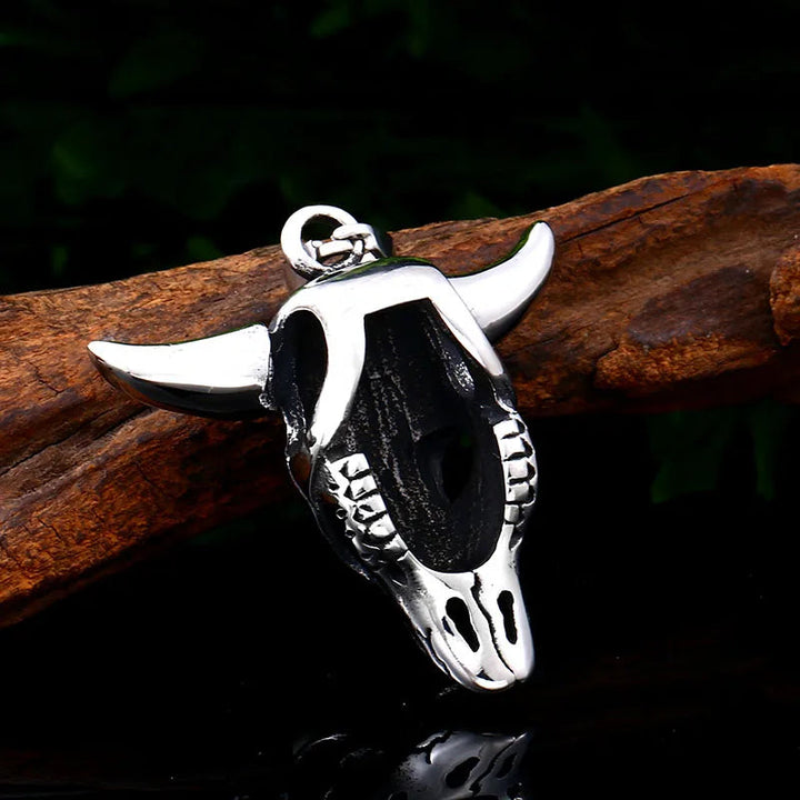 stainless steel Viking goat head green stone men's pendant necklace classic animal Cattle fashion jewelry