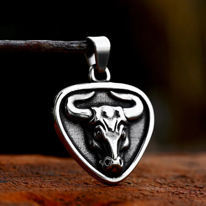 stainless steel Viking goat head green stone men's pendant necklace classic animal Cattle fashion jewelry