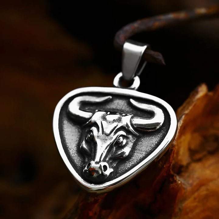 stainless steel Viking goat head green stone men's pendant necklace classic animal Cattle fashion jewelry