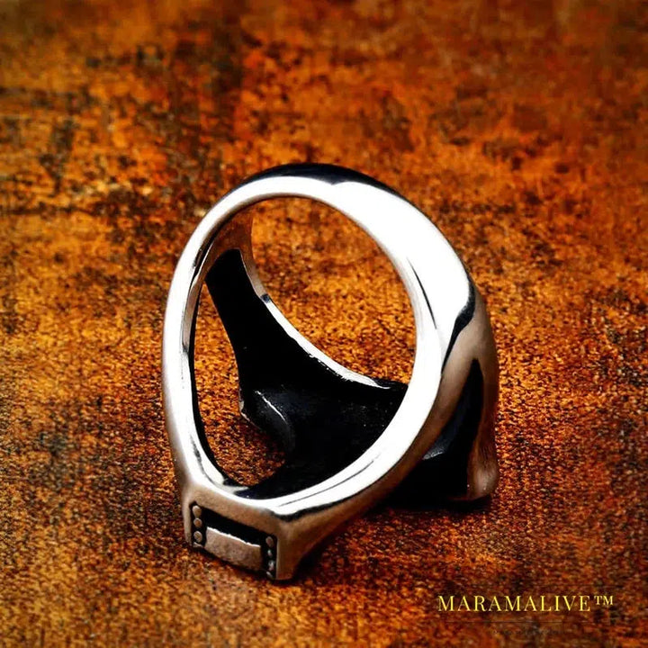 stainless steel character geometry Thor's hammer Mjolnir Viking ring for man`s gift Punk rock Jewelry