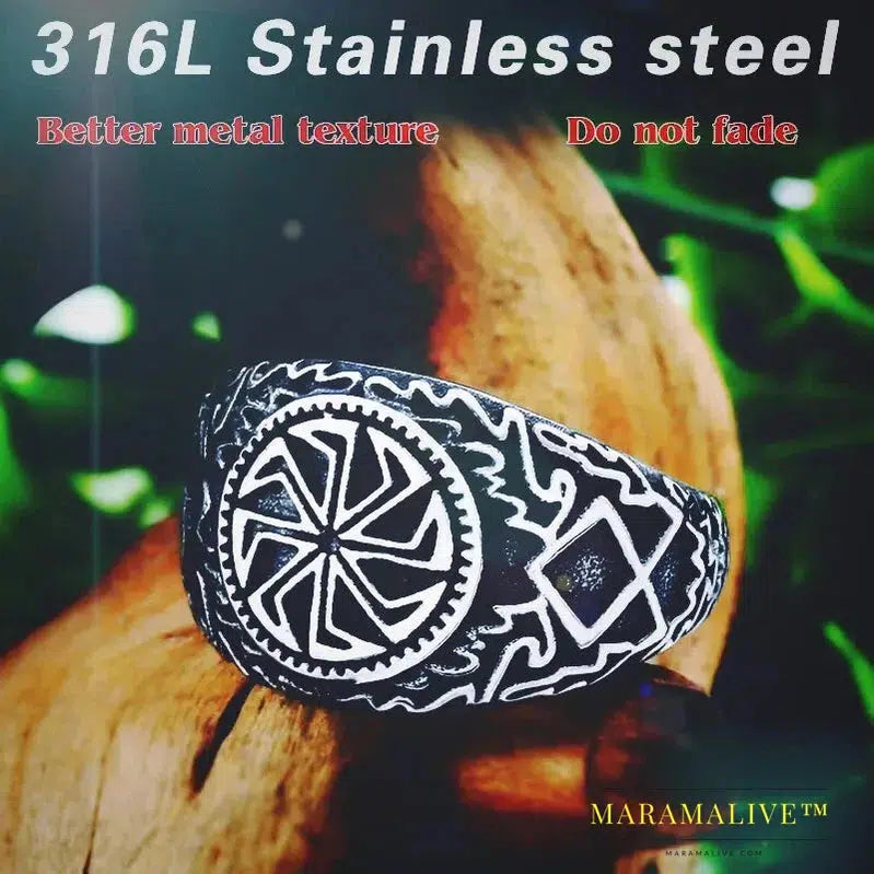 stainless steel character geometry Viking raven head ring for man`s gift Punk rock Jewelry