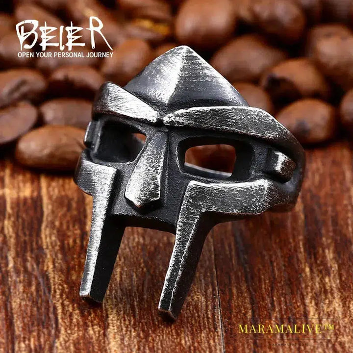 stainless steel character geometry Viking raven head ring for man`s gift Punk rock Jewelry