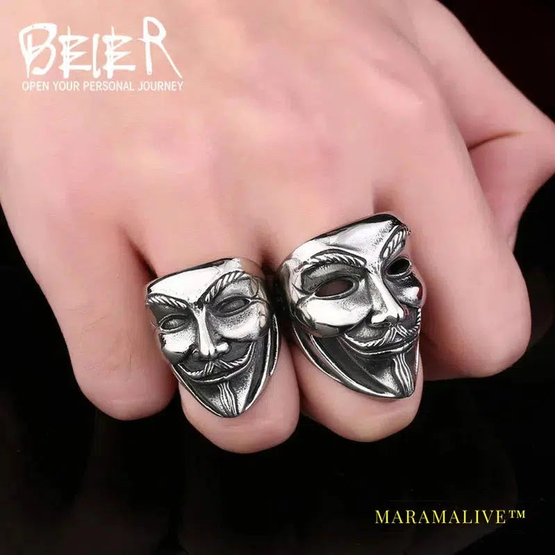 stainless steel ring new V for vendetta V man ring biker skull fashion jewelry