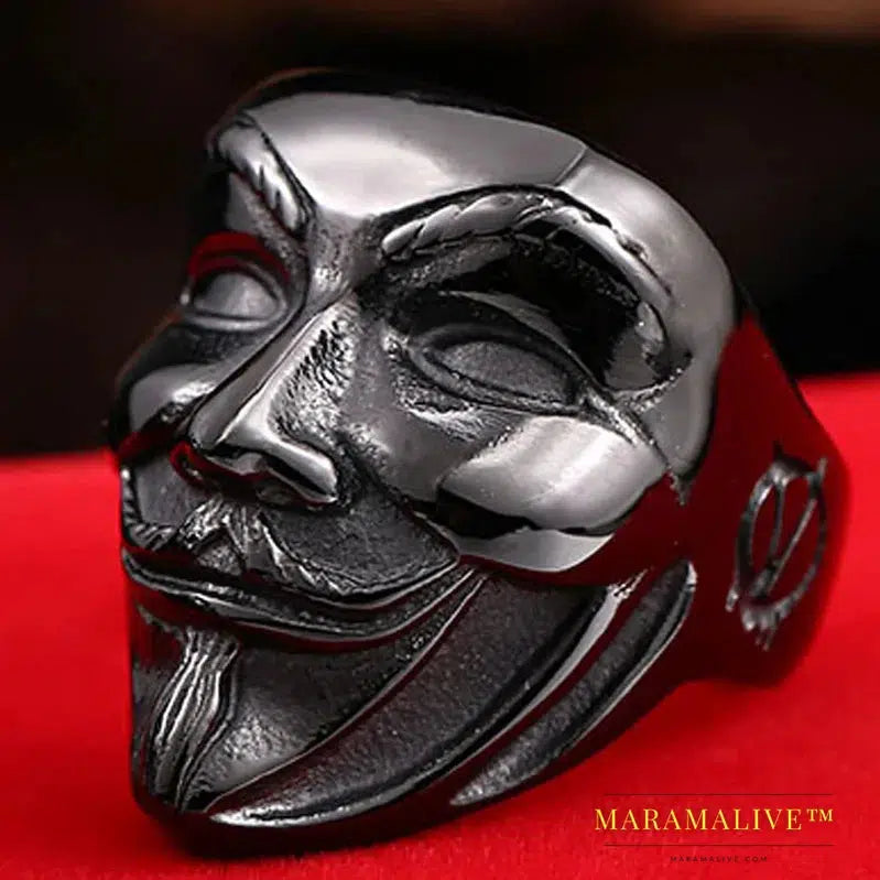 stainless steel ring new V for vendetta V man ring biker skull fashion jewelry