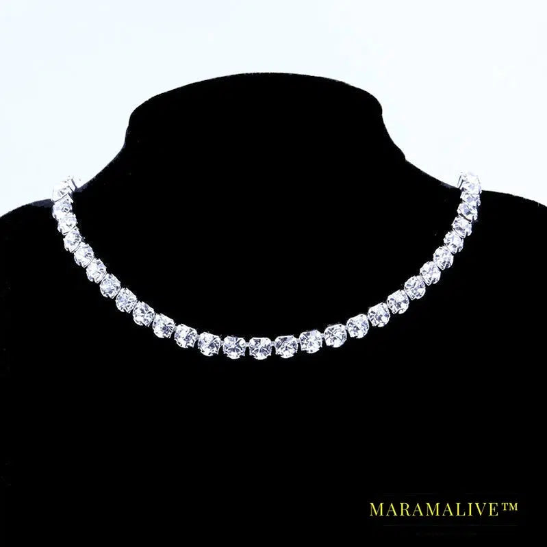 tennis necklaces cubic zirconia womens Elegant Choker Necklace Luxury rhinestone Chain Necklace Jewelry Gifts