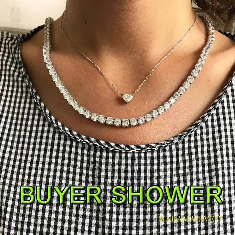 tennis necklaces cubic zirconia womens Elegant Choker Necklace Luxury rhinestone Chain Necklace Jewelry Gifts