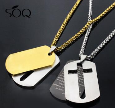 A Double-Layer English Scriptures Badge Pendant Necklace with a cross on it by Maramalive™.