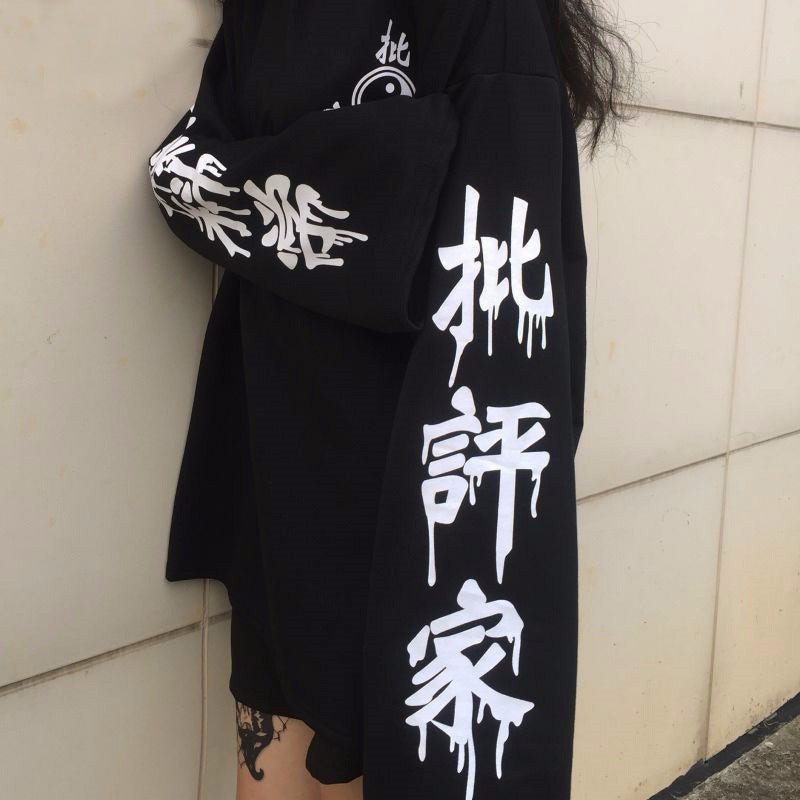 Gothic style funny Harajuku critics female sweater loose long-sleeved shirt