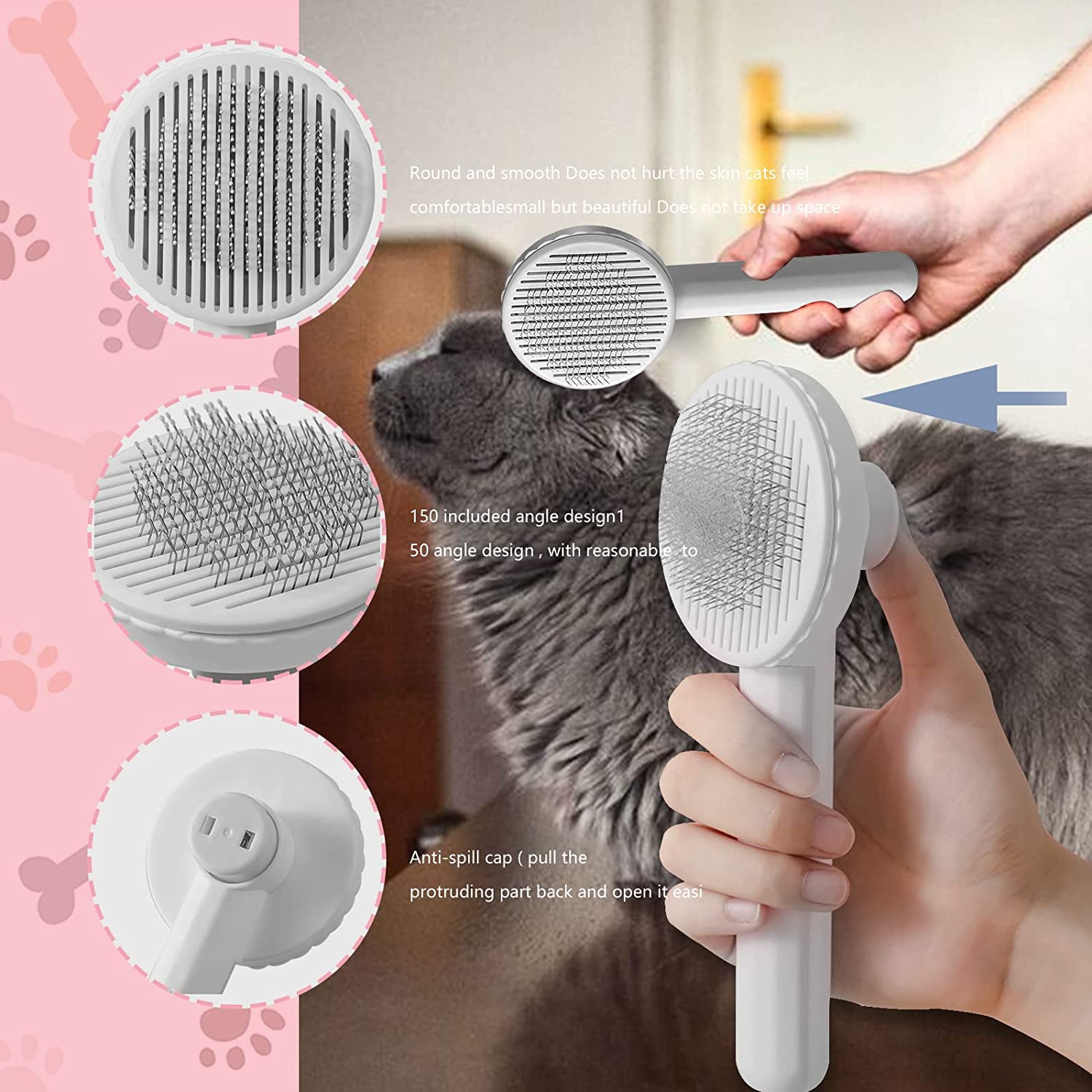 A Maramalive™ One-key Pet Hair Removal Brush with a cat on it.