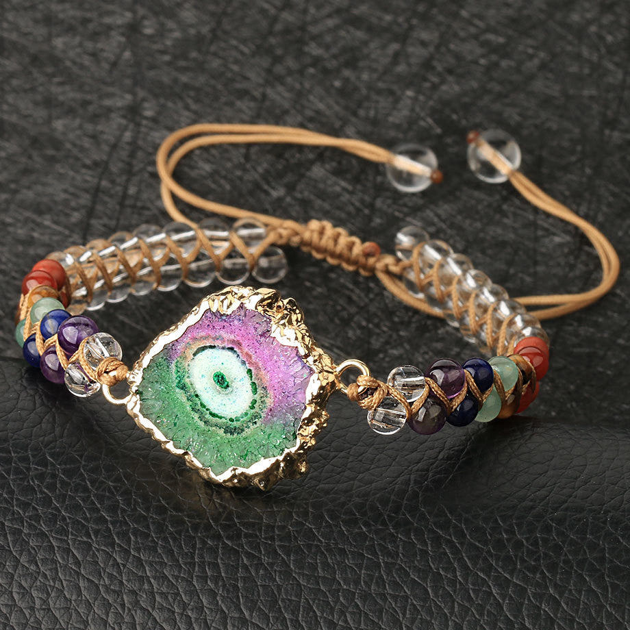 A Maramalive™ Crystal Bliss: Agate Yoga Bracelet for Women with an eye on it.