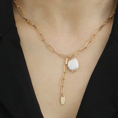 Two Maramalive™ Pearl Necklaces with pearls and gold chains.