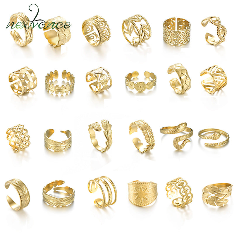 A variety of Maramalive™ Gold Adjustable Cocktail Rings on a white background.