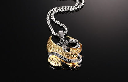 A Make a Bold Statement with This Unique Handcrafted Necklace by Maramalive™ with an eagle on it.