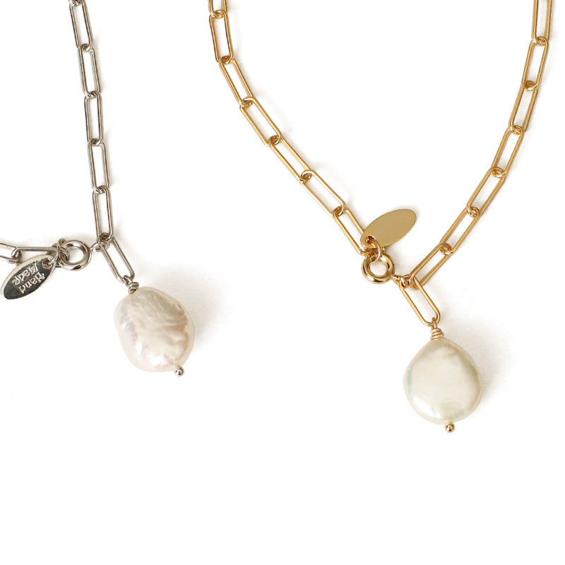 Two Maramalive™ Pearl Necklaces with pearls and gold chains.