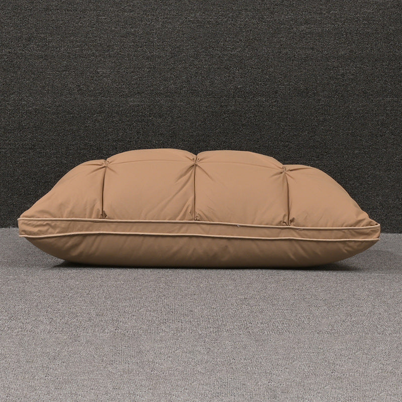 A Maramalive™ White Goose Down Cotton Single Household Sleep Aid Pillow on a grey background.