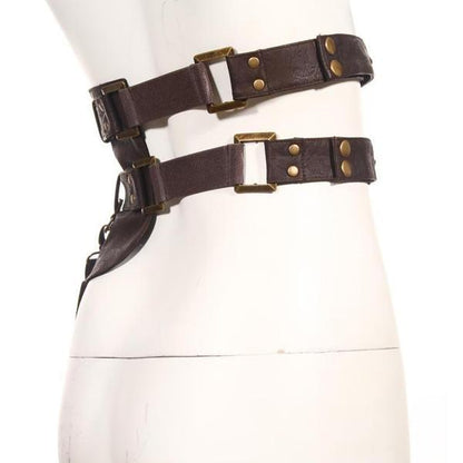 A mannequin with a Steampunk Retro Gothic Belt W/ PocketRetro Belt Bag Crossbody Bag Gothic Knight Waist from Maramalive™.