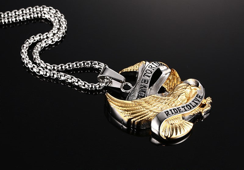 A Make a Bold Statement with This Unique Handcrafted Necklace by Maramalive™ with an eagle on it.